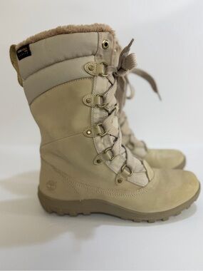 Timberland Women’s Faux Fur Insulated Waterproof Winter Boots Beige Size 9.5